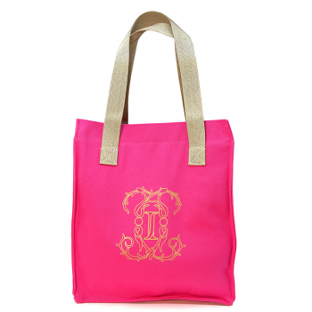 Interdee Tote, MIA, neon pink, Logo Druck gold, front