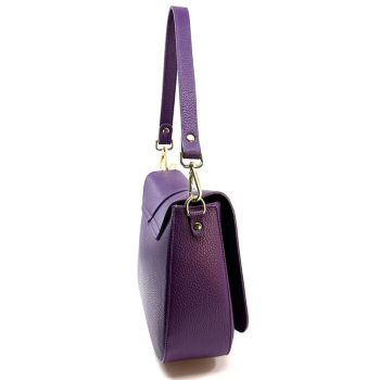 Schultertasche Lara, Leder violett, Seitenansicht