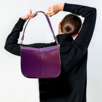 Schultertasche Lara, Leder violett, style