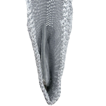 Preview: Tote Bag Zita, geflochtenes veganes Leder leder, Metallic silber,detail