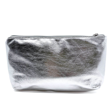 Tote Bag Zita, geflochtenes veganes Leder leder, Metallic silber, porchette