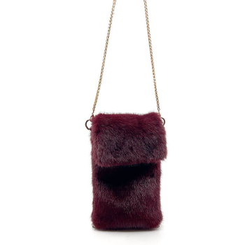 Smartphonecase Ivy faux fur  burgundy, front