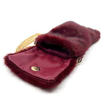 Smartphonehülle Ivy faux fur bordeaux, offen