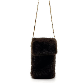 Smartphonecase Ivy faux fur brown, front
