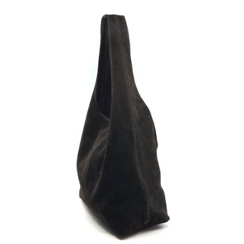 Preview: Shoulder bag Lya Suede leather brown.side