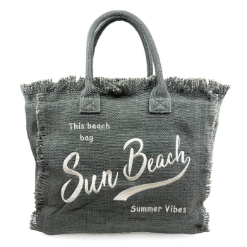 Tote bag, Sun Beach grün mit Stickerei