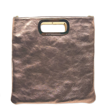 Tote Handtasche, Vizenza, Metallic Leder rosegold, front