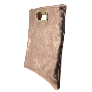 Tote Bag, Vizenza Leather metallic pinkgold, side