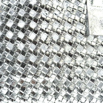 Preview: Tote Bag Zita, geflochtenes veganes Leder leder, Metallic silber,detail