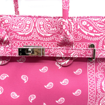 Tote Bag, Frida L, Paisley pink, closure detail