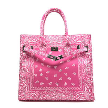 Tote Bag, Frida L, Paisley pink, closure open
