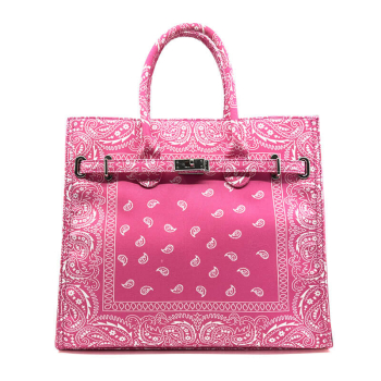 Tote Bag, Frida L, Paisley pink, front