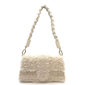 Sholderbag Olivi faux shearling creamwhite shoulder bag, front
