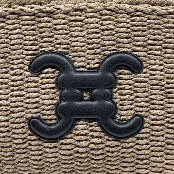 Tote bag, Estella, Raffiabast, creme schwarz, Emblem