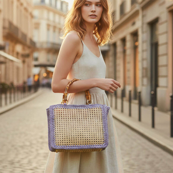 Preview: Tote Bag Flo, Rattan +Raffia lilac, Model
