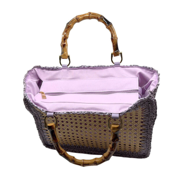 Preview: Tote Bag Flo, Rattan +Raffia lilac, detail
