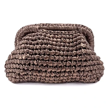 Vimoda CLAUDINE Clutch in Bronze mit metallisch schimmernder Häkelstruktur