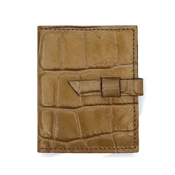 Fotoetui Bella, Leder Fotoetui in goldorange mit Dakar-Prägung, geschlossen mit Lasche, Trixi Gronau