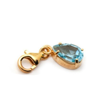 Bernardes necklace, Charm, pendant small charms topaz, blue, cord green, gold accents, detail tops