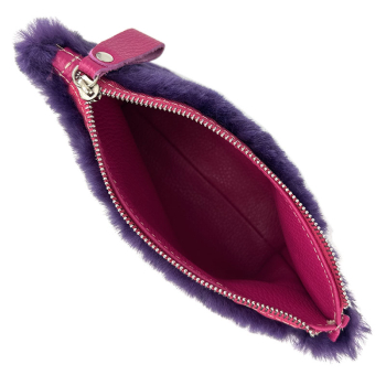 Bonnie Porchette Felltasche Clutch Alice, Lammfell violett, innen Soft Glattleder pink