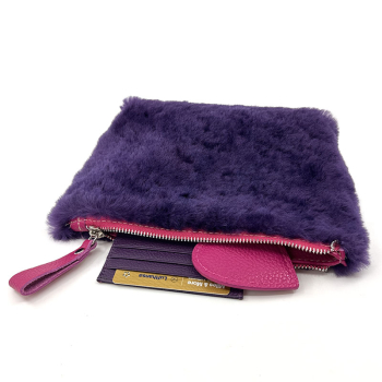Bonnie Porchette Felltasche Clutch Alice, Lammfell violett, style