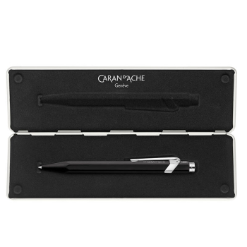 Preview: Caran d'Ache, Rollerball 849, mattschwarz,  mit slim case offen