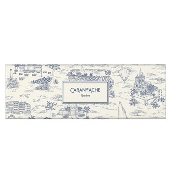 Preview: Caran d'Ache Toile de Jouy White Geschenkverpackung mit Genfer Illustrationen