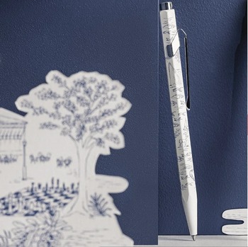 Caran d'Ache 849 Toile de Jouy detail with silver-tone clip