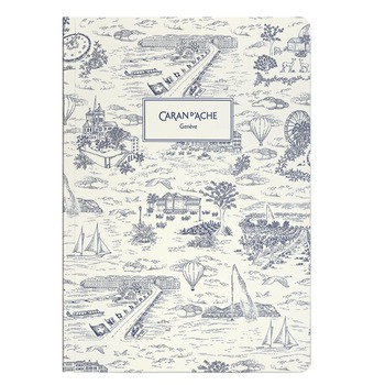 Caran d'Ache Toile de Jouy A5 notebook white blue with Geneva illustrations