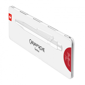Caran d'Ache, Kugelschreiber 849 Colormat-X, metallic rot Slim Case side