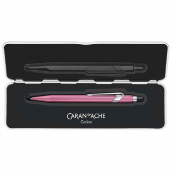 Caran d'Ache ballpoint 849 Coloramt-X, metallic pink, slim case open