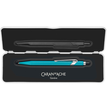 Caran d'Ache, Kugelschreiber 849 Colormat-X, metallic türkis, Slim Case offen