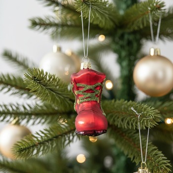 Preview: Christborn Christmas tree ornament hiking boot red on fir branch