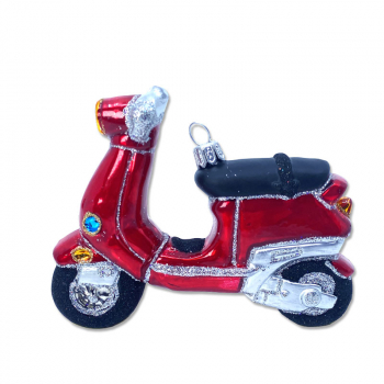 Christborn Weihnachtsanhänger Vespa rot mit silber Akzenten, seitlich