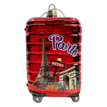 Christborn Weihnachtsanhänger Koffer Paris rot