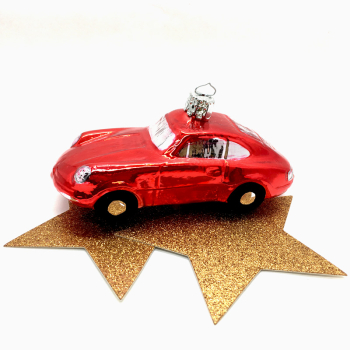 Preview: Christborn Weihnachtsanhänger Porsche 911,rot, Seitenansicht rechts