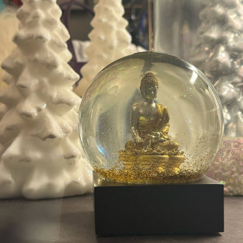 chneekugel mit Buddha Motiv gold, style