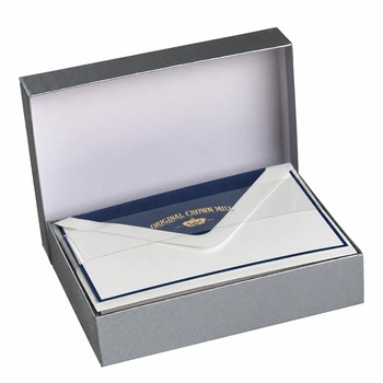 Preview: Crown Mill Silver Line Kartenset in silberfarbener Schachtel mit dunkelblauem Seidenfutter