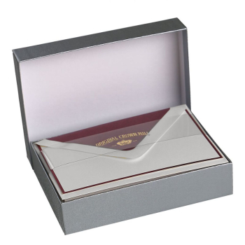 Preview: Crown Mill Korrespondenz Karten Set mit Briefumschlage Bicolor, grau-bordeaux, box