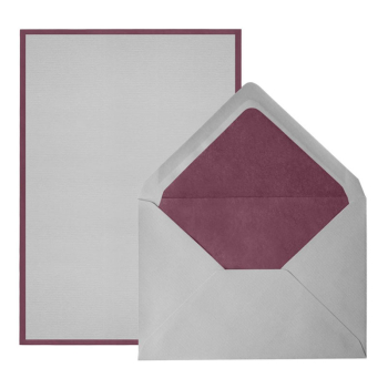 Crown Mill Korrespondenz Karten Set mit Briefumschlage Bicolor, grau-bordeaux