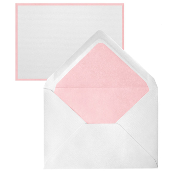 Crown Mill Korrespondenz Karten Set mit Briefumschlage Bicolor, weiß-rosa