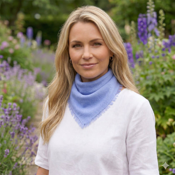 Preview: Cute Stuff, cashmere Bandana FeliCs artic blau Model style 1