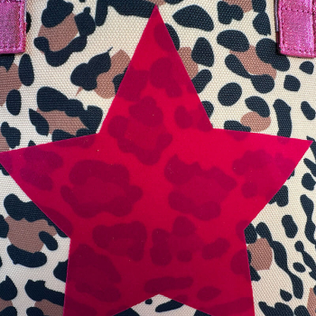 Vimoda Tote bag, Lea, Rive Gauche Druck , Bambus Griffe, Canvas, Leo Print schwarz, style