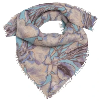Cute Stuff Cashmere Bandana Ginko Eisblau mit botanischem Muster