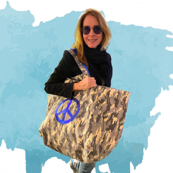 Cute Stuff, XXL Shopper, Weekender, Camouflage print, Peace Zeichen Pailletten blau, style
