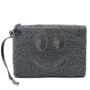 Herausnehmbare Cute Stuff Smiley-Clutch in Rock Grau