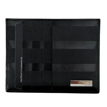 S.T. Dupont Kartenetui James Bond 007, schwarzes Leder mit Diamantspitzenmuster und silberner Logoplakette, Trixi Gronau