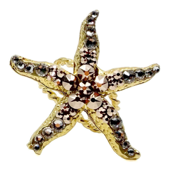 Preview: Ekaterini Ring Arethusa Seestern, champagner pink, light peach gold, front