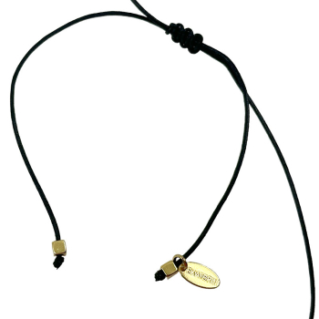 Ekaterini necklace, seahorse, pink Swarovski crystals brown cord and with gold accents, detail