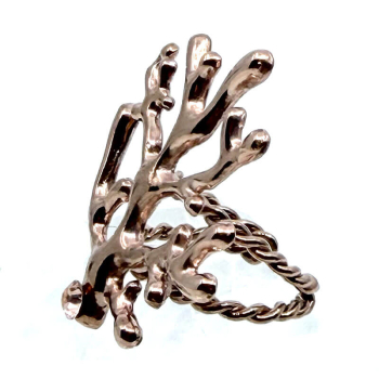 Ekaterini ring Oceania coral pinkgold with crystal stone pinkgold, side